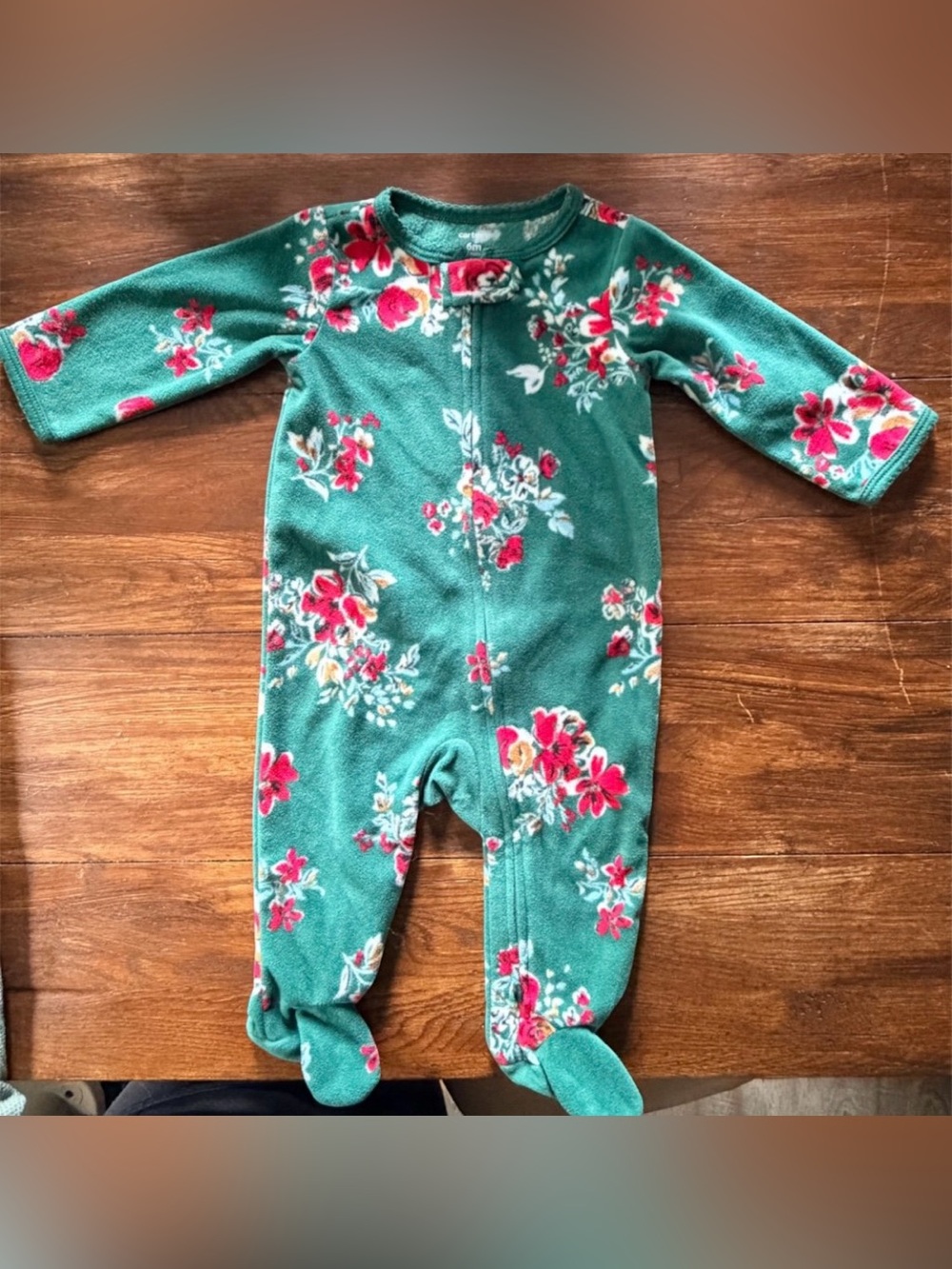 CARTER’S Green floral baby footie pajamas Size 6 months